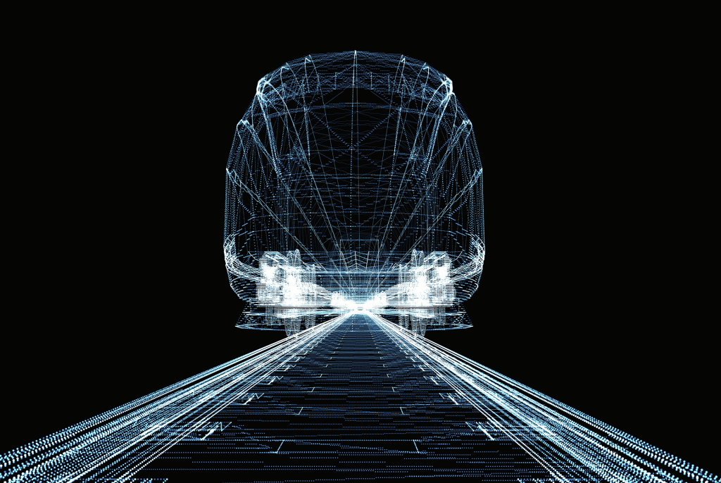 Digital representation of train on tracks